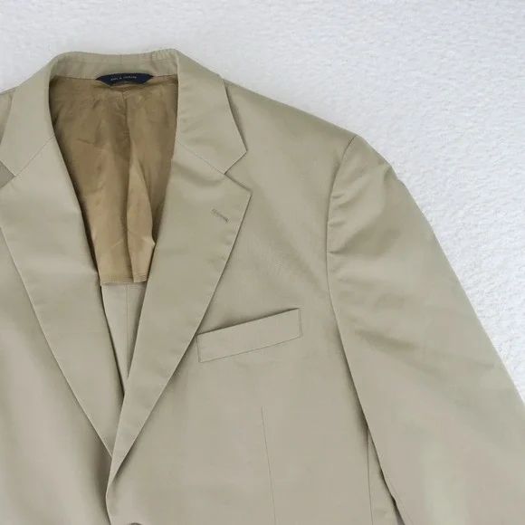 Brooks Brothers Brookscool Poplin Sport Coat Blazer‎ Suit Jacket 43R Khaki Beige